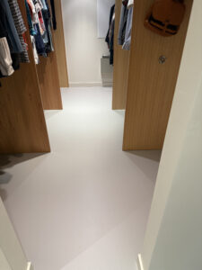 Concrete basement floor painting project